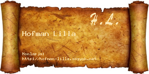 Hofman Lilla névjegykártya